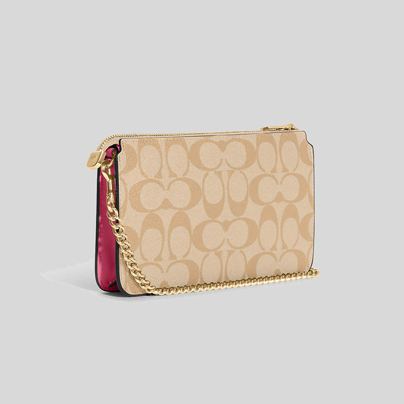 Coach Poppy Crossbody With Card Case In Signature Canvas Light Khaki Petunia C3328