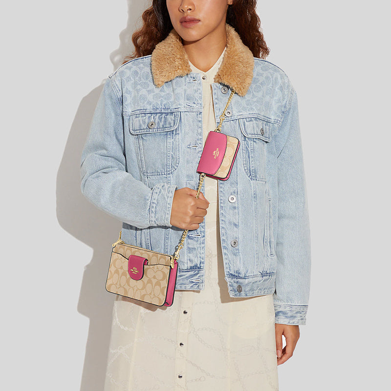Coach Poppy Crossbody With Card Case In Signature Canvas Light