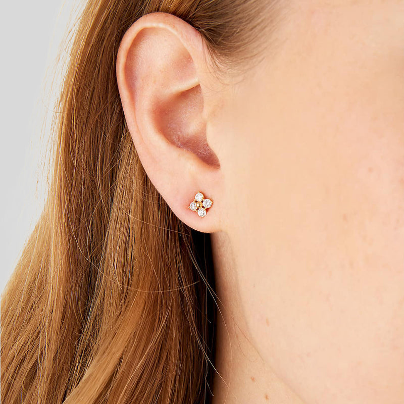 Kate Spade Miosotis Flower Studs Earrings Clear/Gold K8048