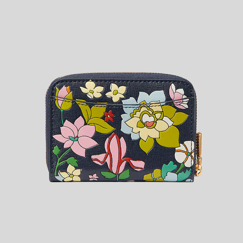 Kate Spade Morgan Flower Bed Embossed Zip Card Case Blazer Blue Multi KB239