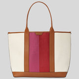 KATE SPADE Racing Stripe Canvas Large Tote Dark Brown Multi KB956