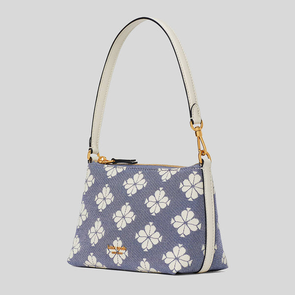 Kate Spade Spade Flower Two-tone Canvas East West Pochette Halo White Multi KC095