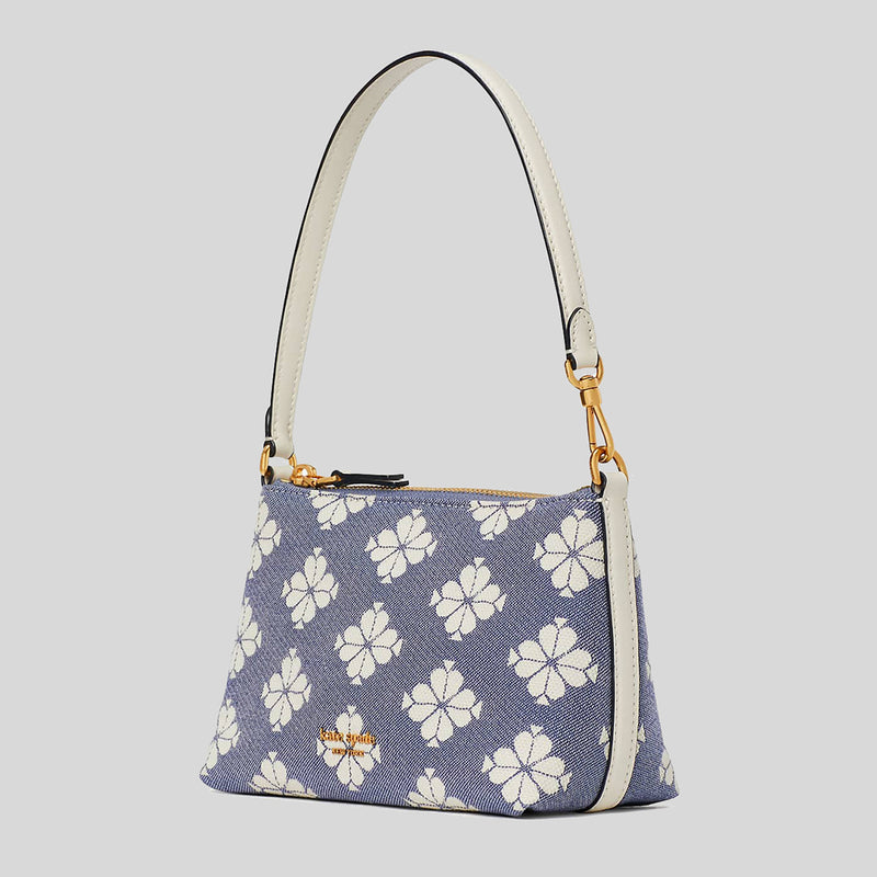 Kate Spade Spade Flower Two-tone Canvas East West Pochette Halo White Multi KC095