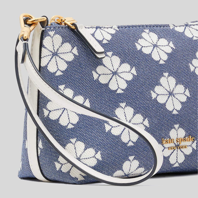 Kate Spade Spade Flower Two-tone Canvas East West Pochette Halo White Multi KC095