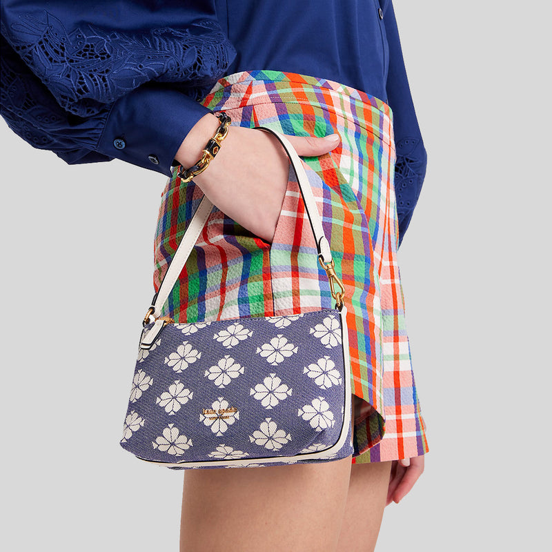 Kate Spade Spade Flower Two-tone Canvas East West Pochette Halo White Multi KC095
