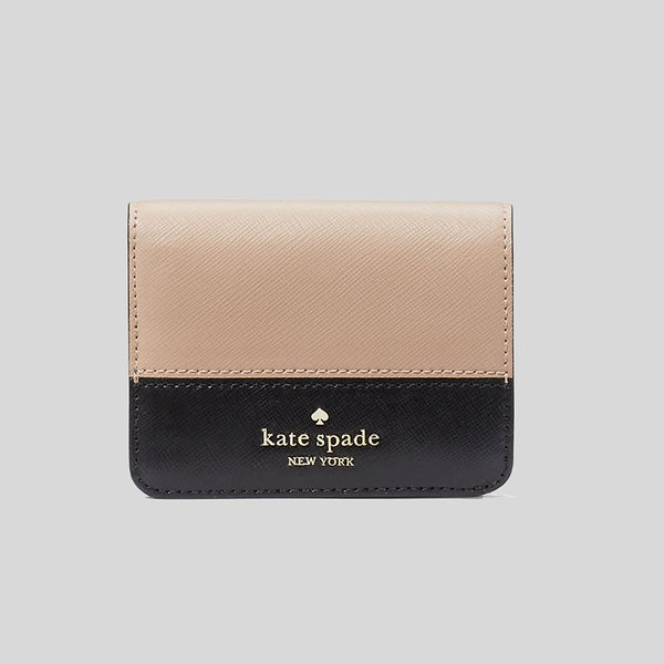 KATE SPADE Madison Colorblock Saffiano Leather Small Bifold Wallet Toasted Hazelnut Multi KC514