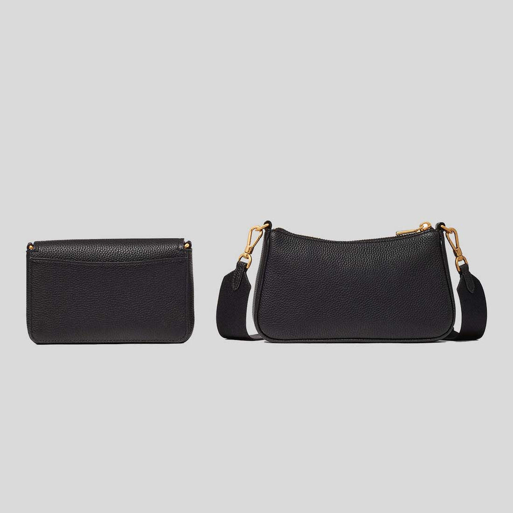 KATE SPADE Double Up Pebbled Leather Crossbody Bag Black KD648