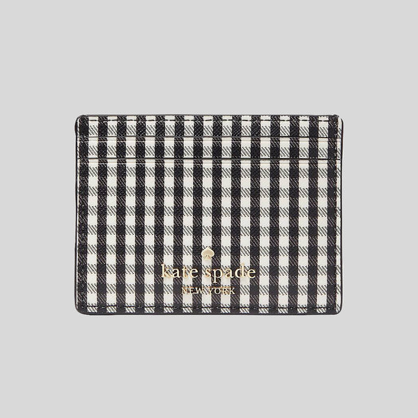 Kate Spade Madison Jazzy Gingham Printed Small Slim Card Holder Black Multi KD742