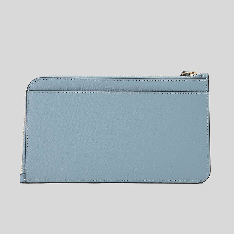 Kate Spade Lucy Floral Embroidered Medium L-Zip Wristlet Polished Blue KD903
