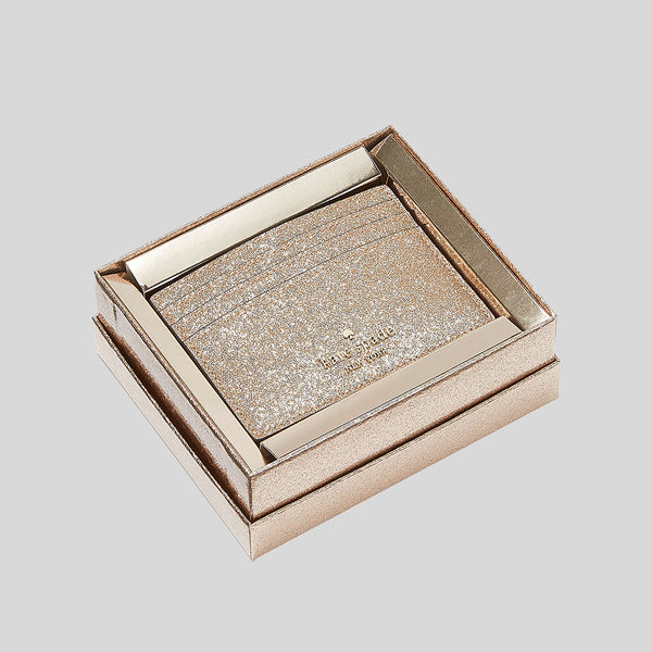 KATE SPADE Boxed Glimmer Small Slim Card Holder Gold KE448