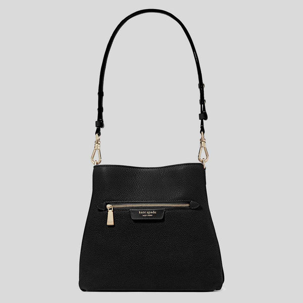 KATE SPADE Hudson Pebbled Leather Shoulder Bag Black KF863