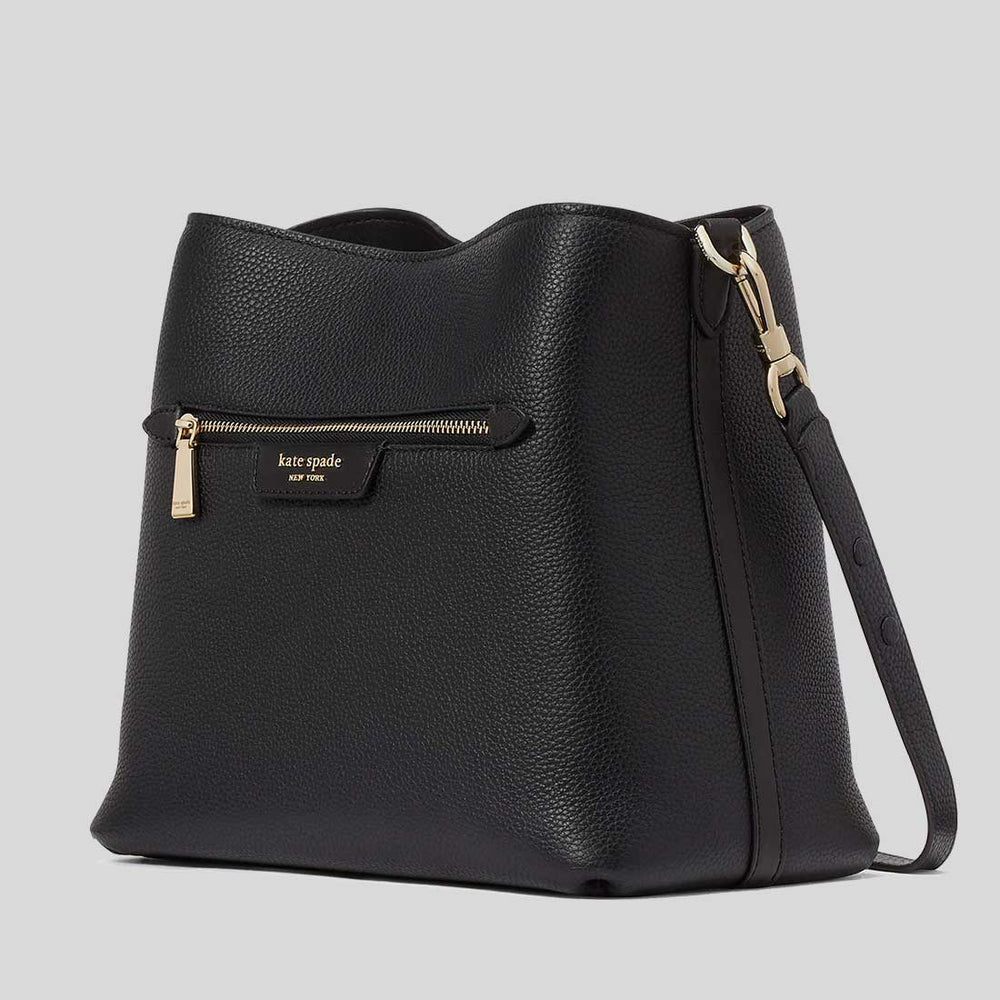 KATE SPADE Hudson Pebbled Leather Shoulder Bag Black KF863