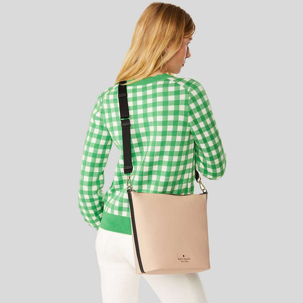 KATE SPADE Chelsea Large Duffle Crossbody Bag Warm Beige Multi KG459