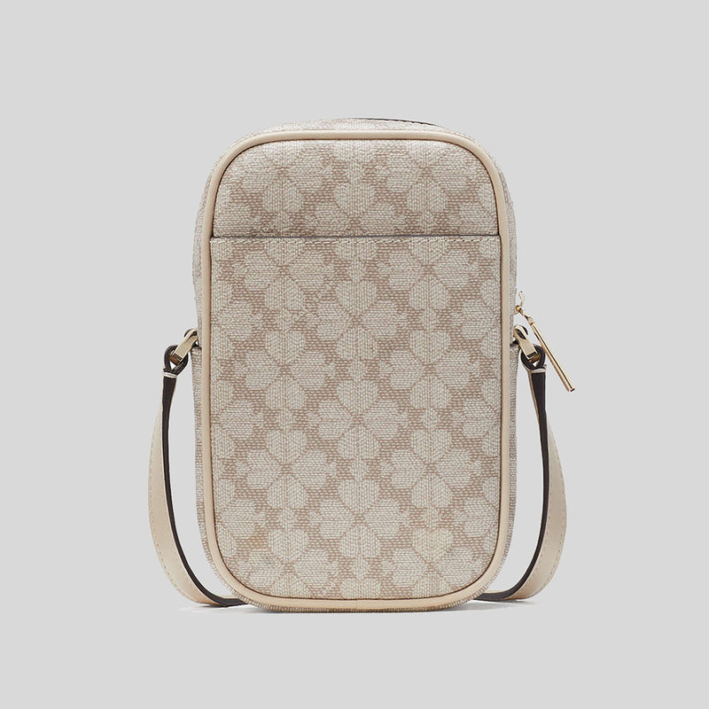 KATE SPADE Spade Flower North South Zip Phone Crossbody Dark Beige Multi KG490
