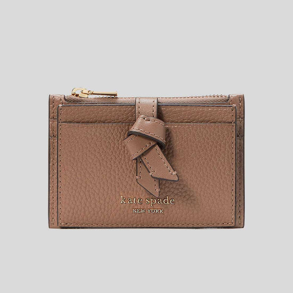 KATE SPADE Knott Zip Card Holder Warm Acorn KH156
