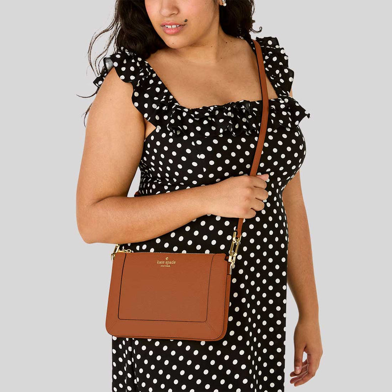 KATE SPADE Lena Double Compartment Crossbody Bag Warm Gingerbread KH430