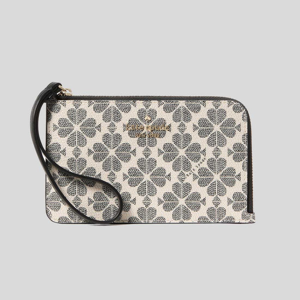 KATE SPADE Lucy Spade Flower Small L-Zip Wristlet Black Multi KH614