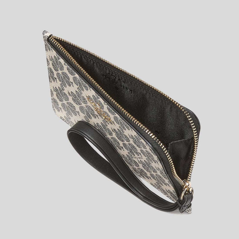 KATE SPADE Lucy Spade Flower Small L-Zip Wristlet Black Multi KH614