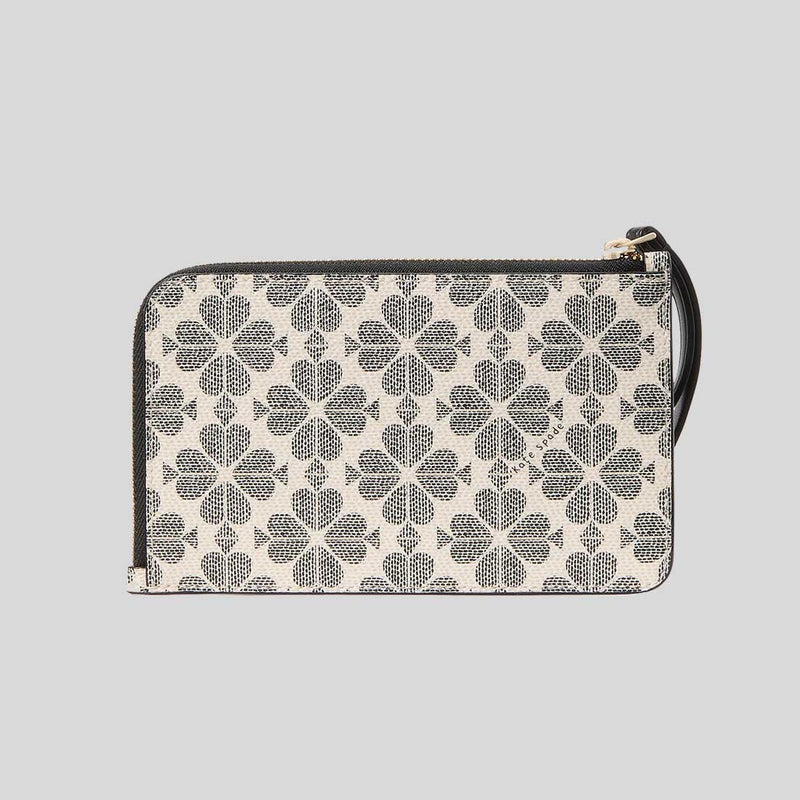 KATE SPADE Lucy Spade Flower Small L-Zip Wristlet Black Multi KH614