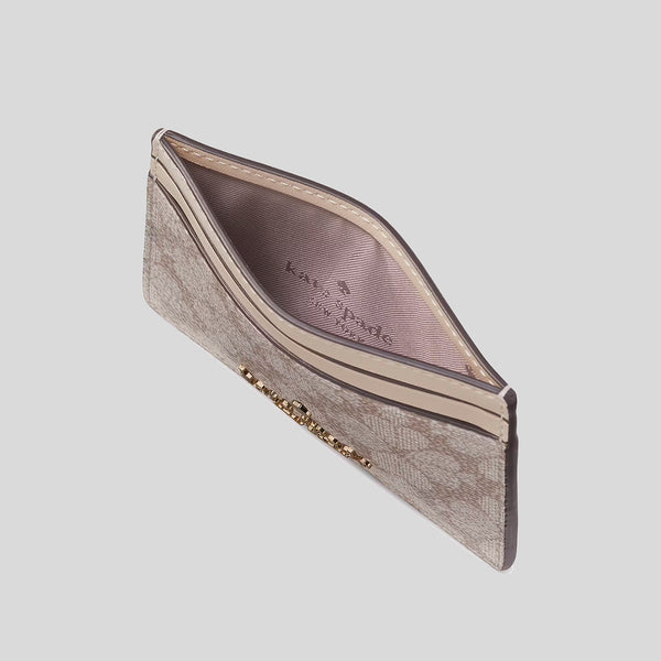 KATE SPADE Signature Spade Flower Small Slim Card Holder Dark Beige Multi KI371