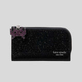 KATE SPADE Space Invaders X Kate Spade New York Glitter Patent Small Slim Bifold Wallet Black Multi KI755