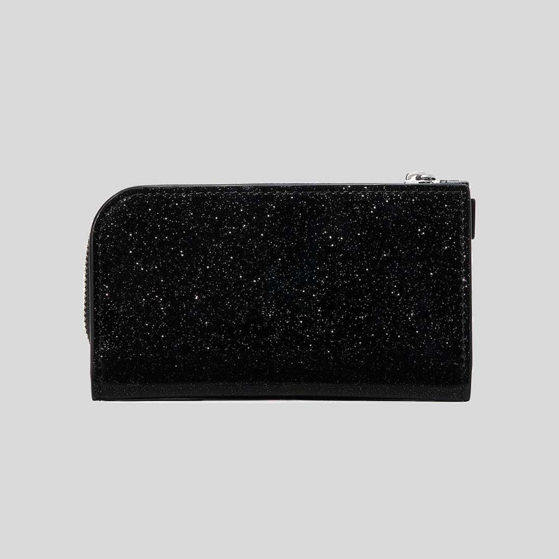 KATE SPADE Space Invaders X Kate Spade New York Glitter Patent Small Slim Bifold Wallet Black Multi KI755