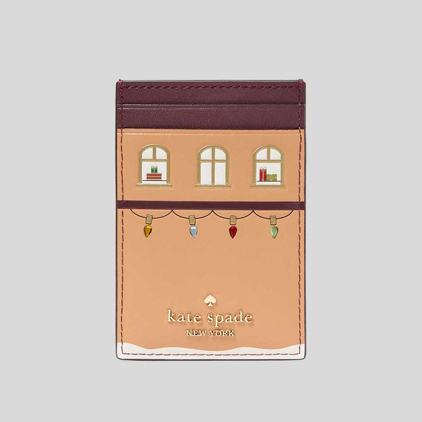 KATE SPADE Oh What Fun Gingerbread House Small Slim Cardholder KJ072