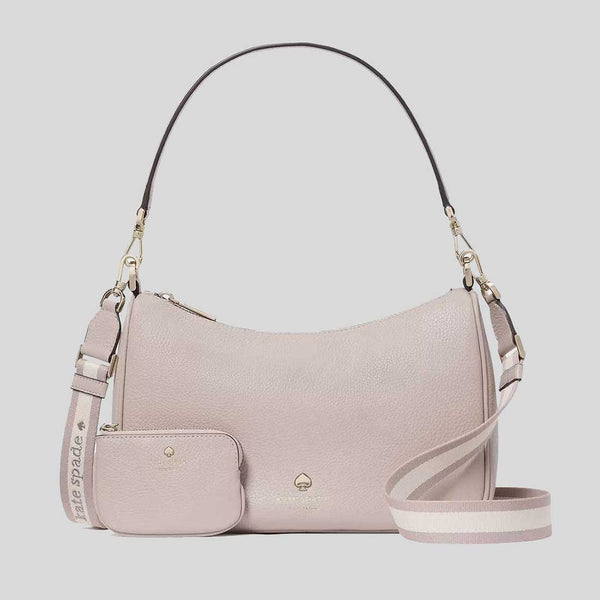KATE SPADE Emma Pebbled Leather Medium Shoulder Bag Cozy Grey KK068