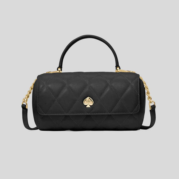 KATE SPADE Heart Barrel Quilted Crossbody Bag Black KK175