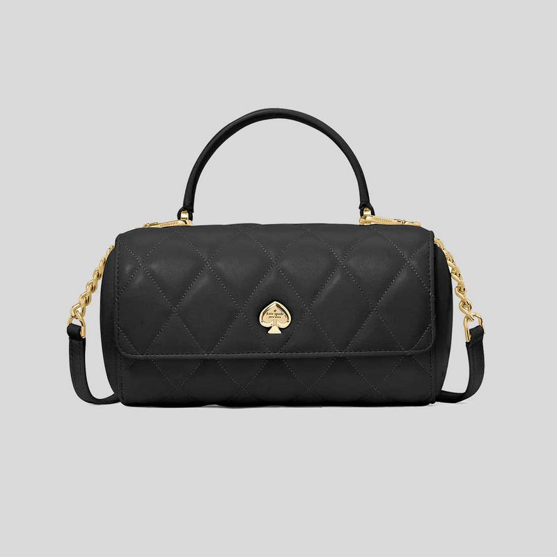 KATE SPADE Heart Barrel Quilted Crossbody Bag Black KK175