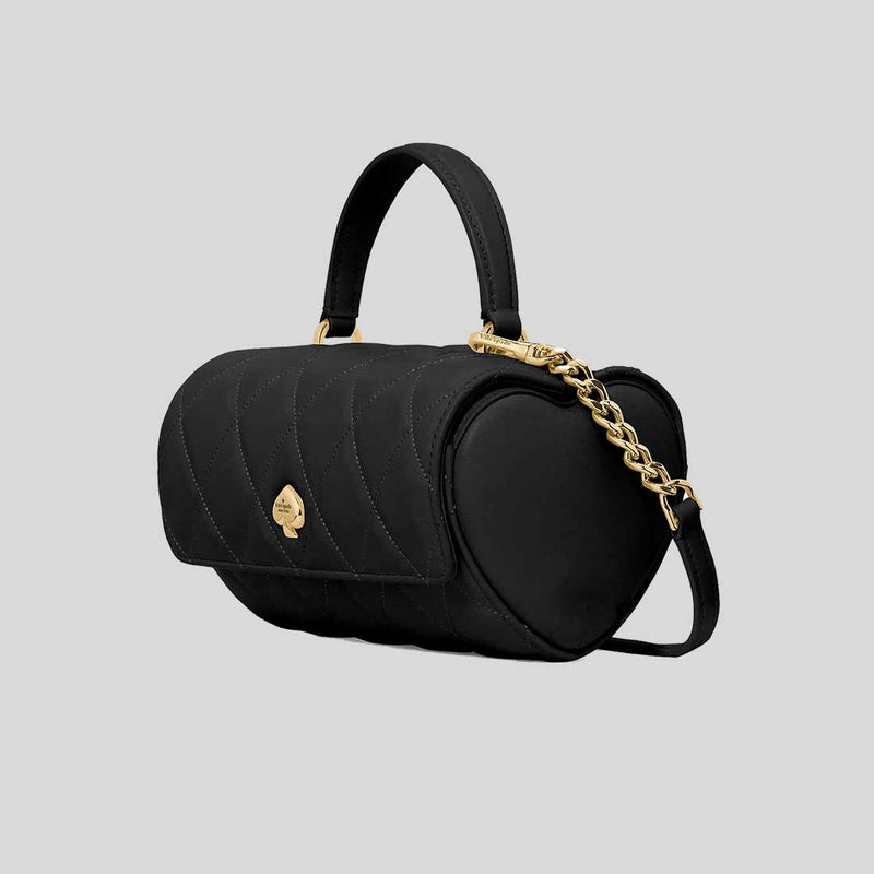KATE SPADE Heart Barrel Quilted Crossbody Bag Black KK175