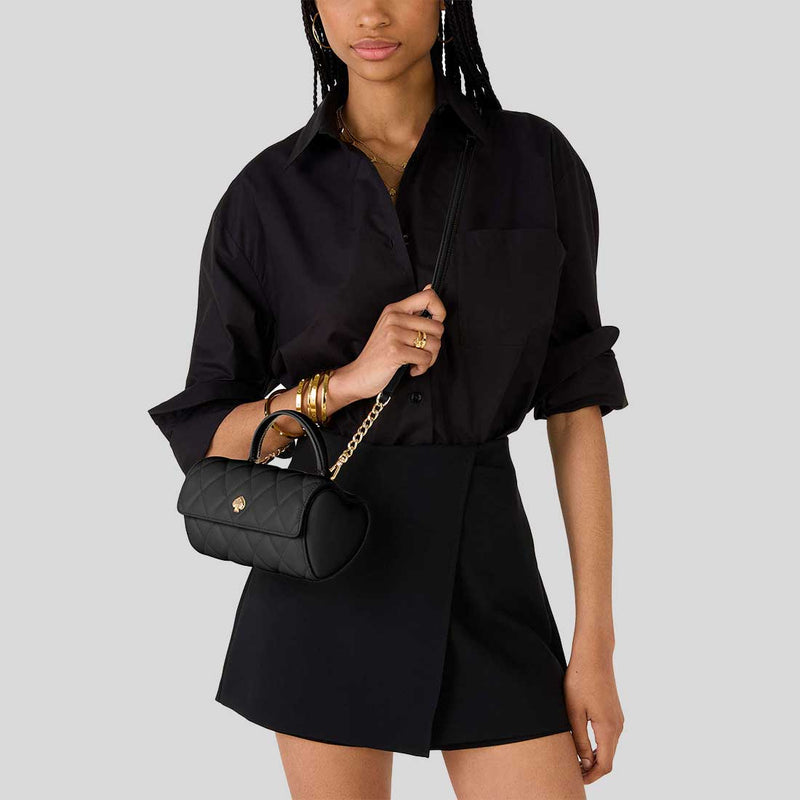 KATE SPADE Heart Barrel Quilted Crossbody Bag Black KK175