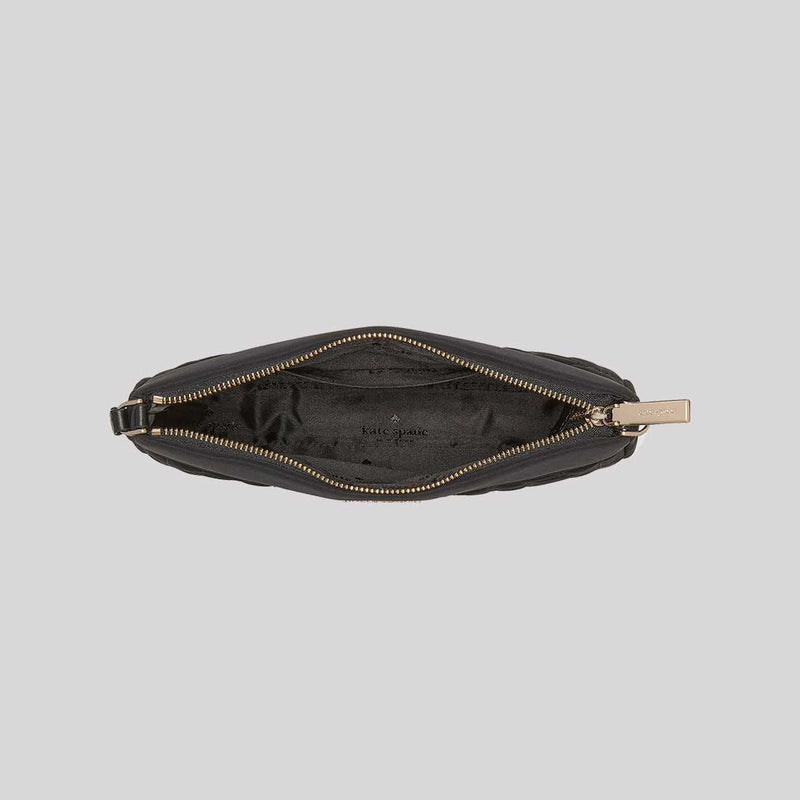 KATE SPADE Spade Flower Quilted Fabric Convertible Wristlet Black KK255