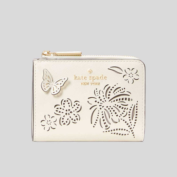 KATE SPADE Madison Perforated Small L-zip Wallet Meringue KK956