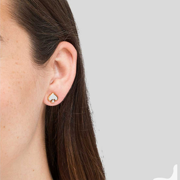 KATE SPADE Everyday Spade Enamel Studs Earrings White o0ru3069