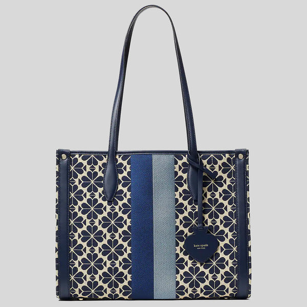 Kate Spade Spade Flower Jacquard Stripe Market Medium Tote Blue Multi PXRUB271