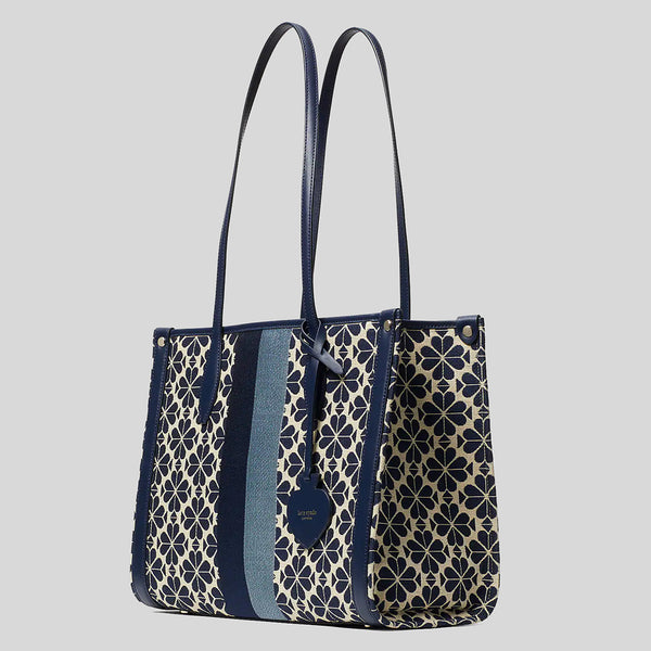 Kate Spade Spade Flower Jacquard Stripe Market Medium Tote Blue Multi PXRUB271