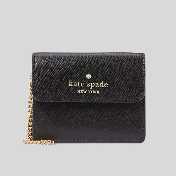 Kate Spade Madison Saffiano Leather Small Flap Card Case Black KC591