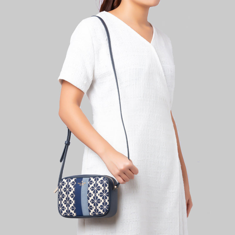 KATE SPADE Everything Spade Flower Jacquard Mini Camera Bag Blue Multi KE631
