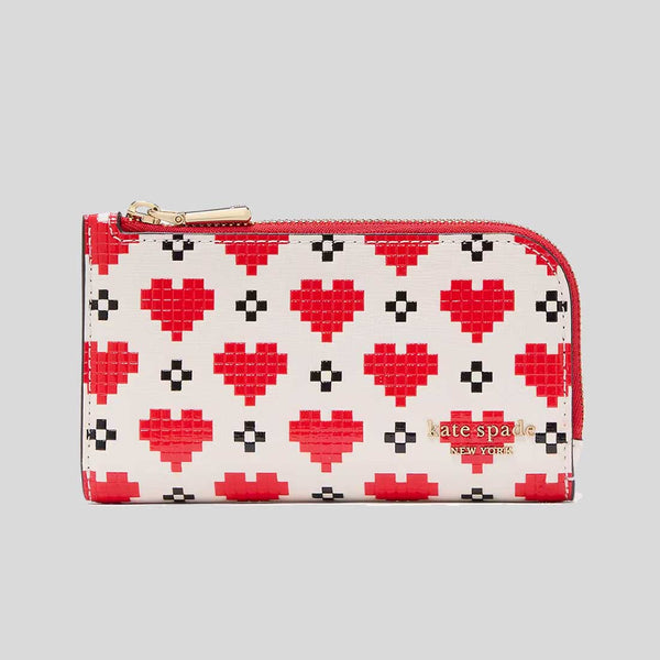 未入荷 Kate Spade Devin Pixel Hearts Coin Card Case Wristlet kate spade new york Devin Pixel Hearts Embossed Saffiano