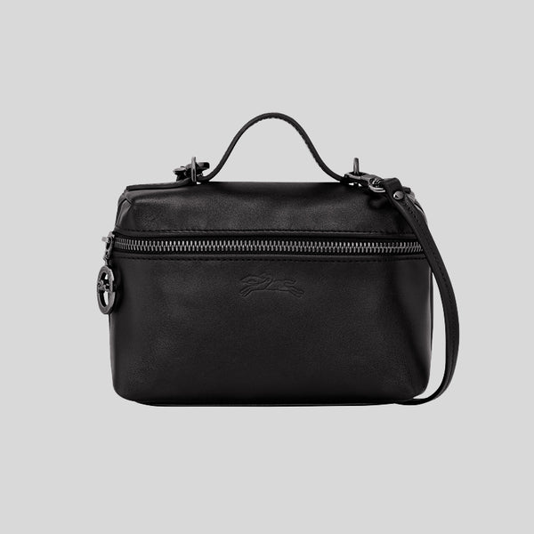 LONGCHAMP Le Pliage Extra XS Vanity Leather Handbag Black 10187987 lussocitta lusso citta