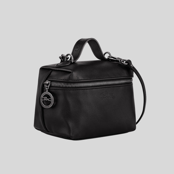 LONGCHAMP Le Pliage Extra XS Vanity Leather Handbag Black 10187987