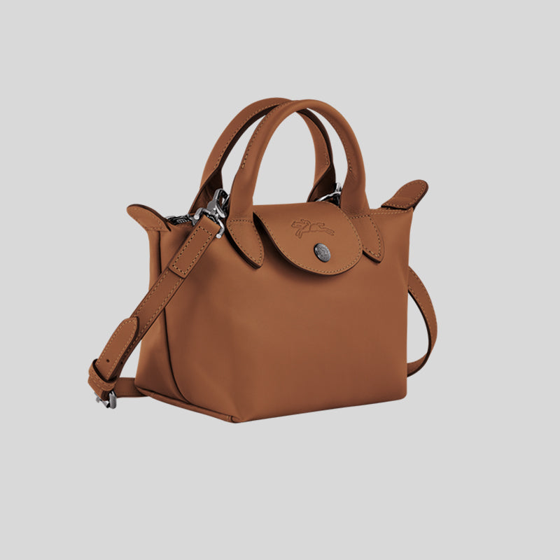 LONGCHAMP Le Pliage Extra XS Leather Handbag Cognac L1500987