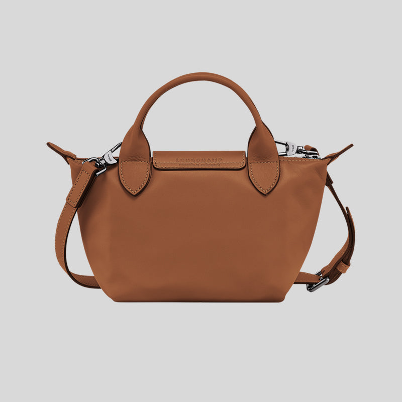 LONGCHAMP Le Pliage Extra XS Leather Handbag Cognac L1500987