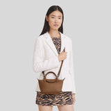 LONGCHAMP Le Pliage Extra XS Leather Handbag Cognac L1500987