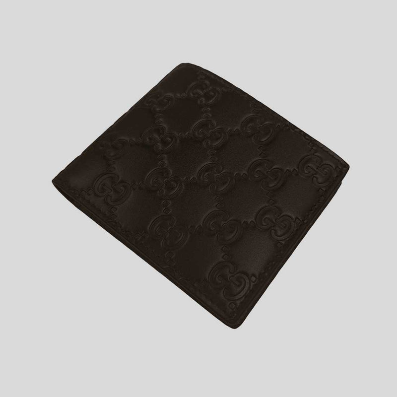GUCCI Men's Signature GG Leather Bifold Wallet Dark Brown 779836