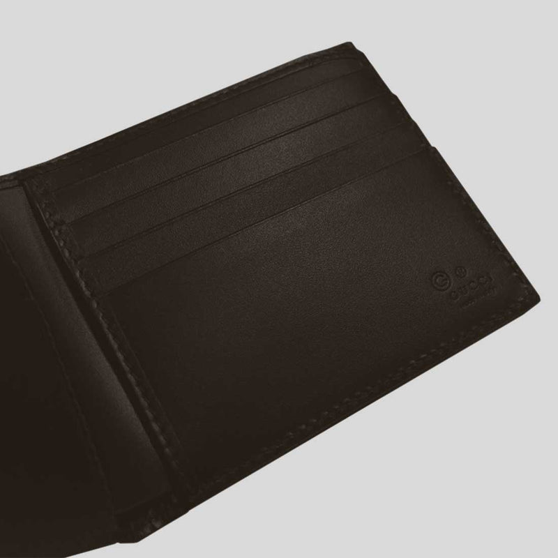 GUCCI Men's Signature GG Leather Bifold Wallet Dark Brown 779836