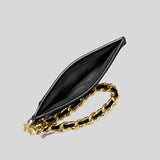Michael Kors Small Pebbled Leather Chain Card Case Black 32F2GT9D5L