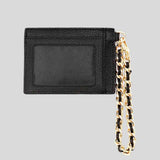 Michael Kors Small Pebbled Leather Chain Card Case Black 32F2GT9D5L