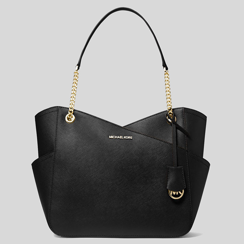 Michael Kors Jet Set Large Saffiano Leather Shoulder Bag Black 35F1GTVT3L